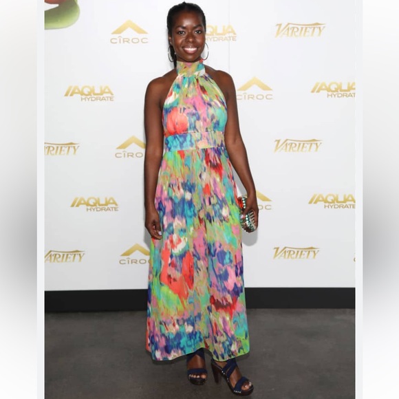 RED Saks Fifth Avenue Halter Colorful Dress - Picture 1 of 9